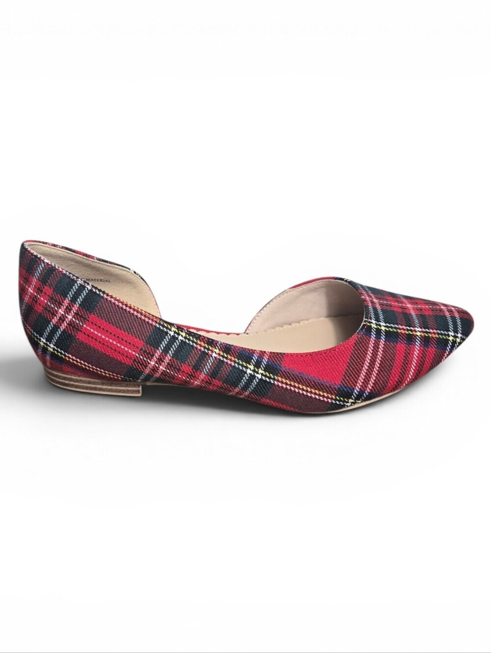 Isaac Mizrahi Red Plaid Pointed Preppy D'Orsay Flat